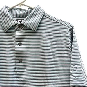 Footjoy Striped Golf Polo Shirt Lavender Charcoal Mint Green Men's Small